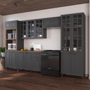 Ver imagem 1 de Armário de Cozinha Modulada Completa Fidelitá Nara 100% MDF 5 Peças 350cm 16 Portas 2 Gavetas com