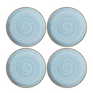 Conjunto 4 Pratos Sobremesa Cerâmica Caoba 21,2cm Azul