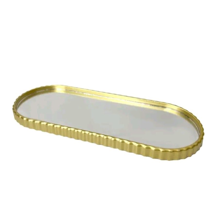 Bandeja Espelhada Banheiro Lavabo Oval Decorativa Multiuso:dourado