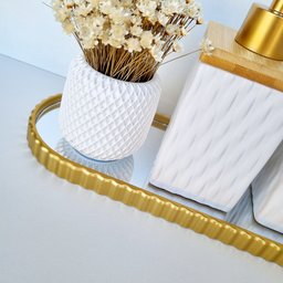 Bandeja Espelhada Banheiro Lavabo Oval Decorativa Multiuso:dourado - 3