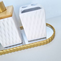 Bandeja Espelhada Banheiro Lavabo Oval Decorativa Multiuso:dourado - 4