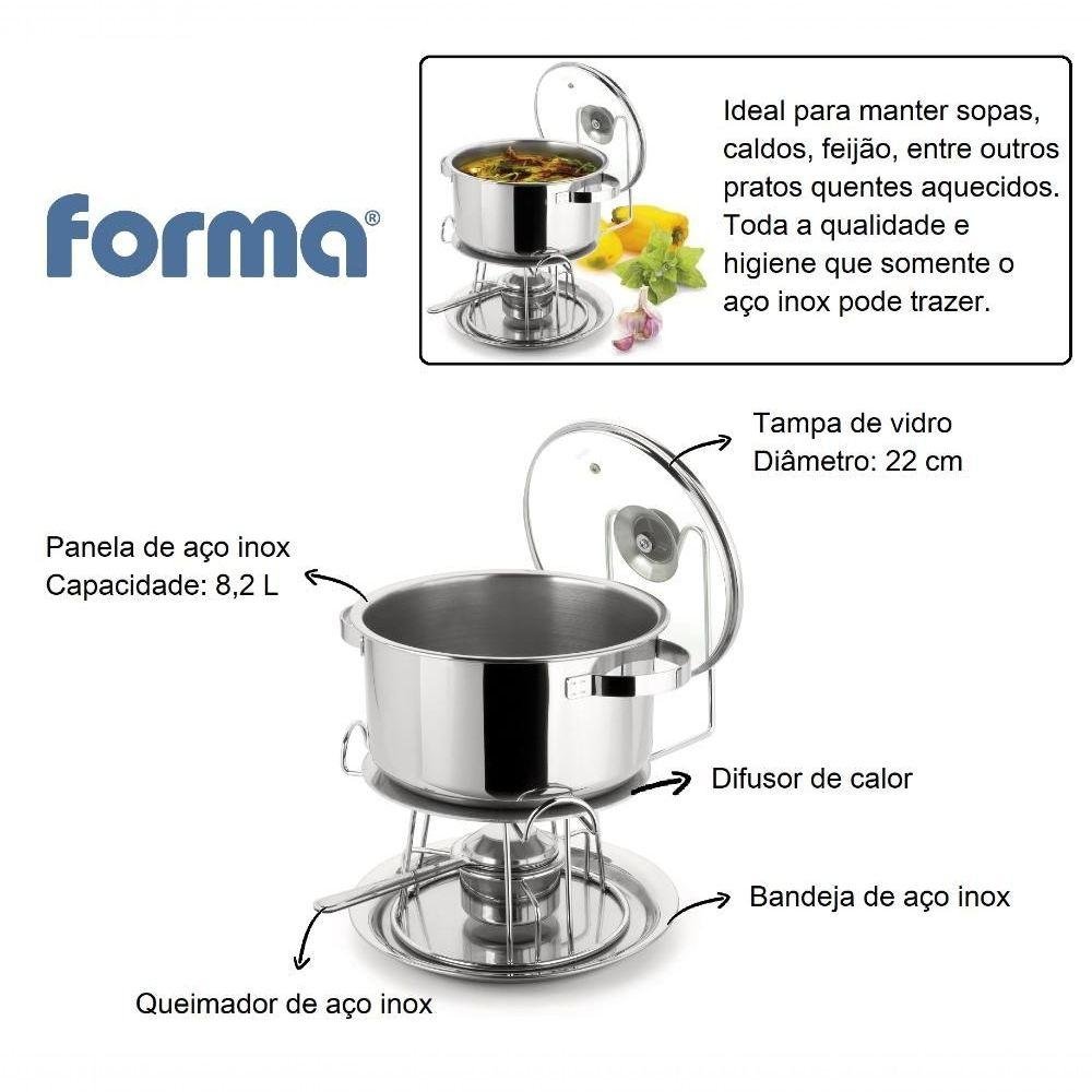 Rechaud Inox 8,2 Litros Panela Buffet Restaurante Sopa Feijão Grande com Difusor Calor Gastronomico - 3