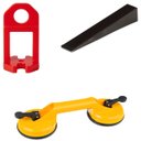 Ver imagem 1 de Ventosa Dupla para Vidro Mármore Metal Piso + Nivelador 1,5mm Vermelho 100 Un + Cunha 50 Un.