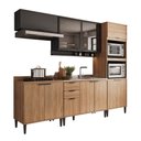 Ver imagem 2 de Armário de Cozinha Completa C Balcão Miami Urban Carraro Preto C Freijó