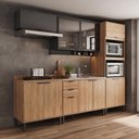Ver imagem 1 de Armário de Cozinha Completa C Balcão Miami Urban Carraro Preto C Freijó