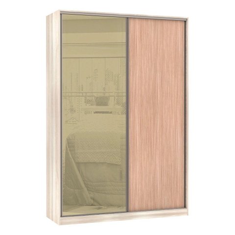 Guarda-roupa Solteiro Luciane 2 Portas 3 Gavetas Prime Plus 159 Cm com Espelho Reflecta