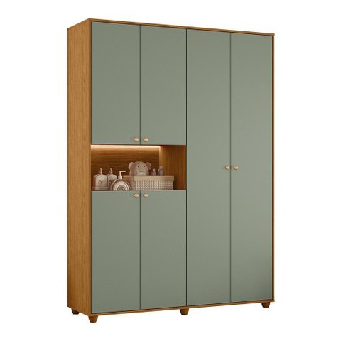 Guarda Roupa Infantil Vittoria 6 Portas e 2 Gavetas Cinamomo/sálvia - Móveis Albatroz