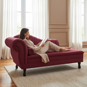 Ver imagem 2 de Recamier Decorativo Divã Amsterdã 147cm Lado Direito Suede Marsala