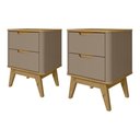 Ver imagem 5 de Kit 2 Mesa de Cabeceira 2 Gavetas Pes Madeira 50 cm Vicenza Fendi Hannover Dcasa