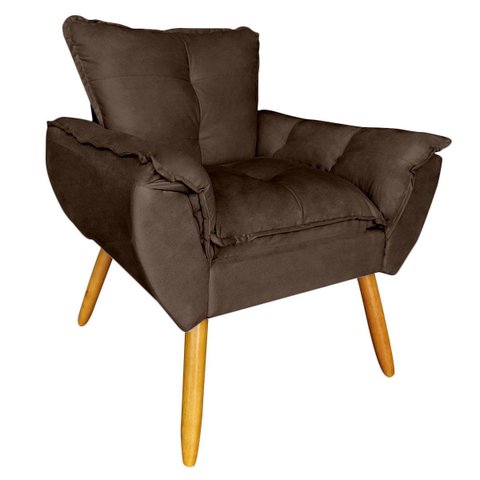 Cadeira Poltrona Opala para Penteadeira Camarim Suede Marrom Chocolate - Borsuk