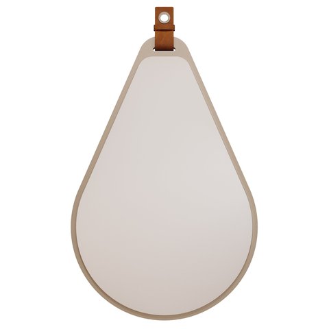 Espelheira Gota 76x50cm em Mdf e Suporte em Couro Cappuccino