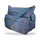 Ver imagem 6 de Bolsa Carteiro Masculina Transversal Lona Reforçada Wlxy 8805