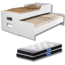 Bicama Solteiro Brasil Cama com Auxiliar e 2 Colchões D20 Cor:branco - 1