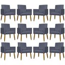 Ver imagem 1 de Kit 12 Poltronas Decorativas Mari Pé Palito Castanho - Cinza Suede