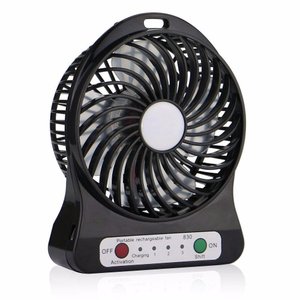 Mini Ventilador Portátil Bateria Recarregável 3 Velocidades C/ Baterria - Preto