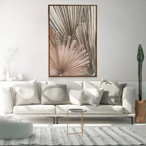 Quadro Decorativo Tela Vertical Folha Seca Com Moldura e Sem Vidro 40X60