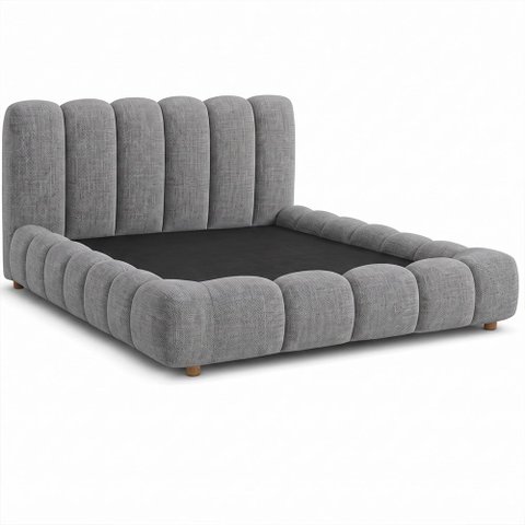 Cama Japonesa com Cabeceira Casal Nuvem Linho Cinza - Sallar Home