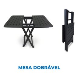 2 Mesas Quadradas Dobráveis 80x72cm Preta + 8 Banquetas Empilháveis - 2