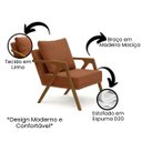 Ver imagem 3 de Poltrona Mona Pés de Madeira Linho Sala Escritorio Decoração:terra Cota