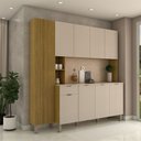 Ver imagem 1 de Armário de Cozinha com Balcão Talim 9 Portas 1 Gaveta Freijó/vanilla - Panorama Móveis