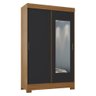 Guarda Roupa Solteiro B351 Flex 2 Portas Deslizantes Nature/Preto com Espelho - Móveis Briz - 1