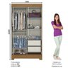 Guarda Roupa Solteiro B351 Flex 2 Portas Deslizantes Nature/Preto com Espelho - Móveis Briz - 5