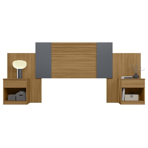 Cabeceira Casal Extensível e Mesas Cany Flex M07 Off/cinza/freijó - Mpozenato