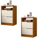 Ver imagem 1 de Mesa de Cabeceira com Gavetas Kit 2 Sole Flex Cinamomo/off - Albatroz