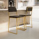 Ver imagem 1 de Banqueta Média Balcão Estofada com Encosto Dourada Suede Dubai
