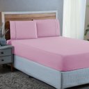 Ver imagem 1 de Kit Roupa de Cama Casal Algodão 300 Fios com Ponto Palito 3 Peças:rosa