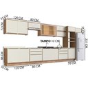 Ver imagem 3 de Cozinha Completa 100% MDF Modular Édez Une, 15 Portas 6 Gavetas e Tampo, Off White e Louro Freijó