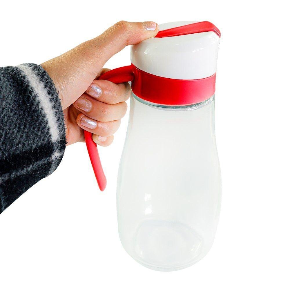 Jarra de Vidro para Suco Água Bebidas 900ml Branco-vermelho - 2
