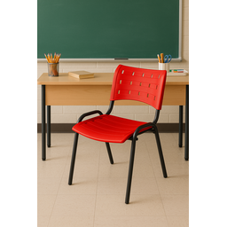 Kit 2 Cadeiras Iso Fixa Empilhável Escola Igreja Salão:vermelho - 2