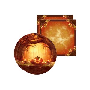 Kit Capa Sousplat + Guardanapo Halloween Abóbora Fantasma - 2 Peças