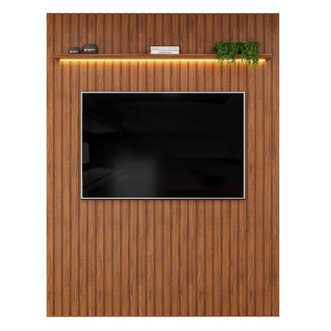Painel para Tv até 65 Polegadas Ripado com Led Dj Móveis Trento 183 Freijó