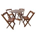 Ver imagem 1 de Conjunto Mesa Dobrável Madeira 70x70 com 4 Cadeiras Personalizada Hei Imbuia - Cor: Marrom