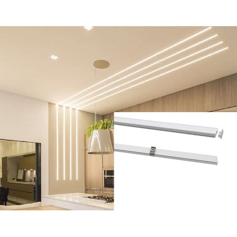 Perfil Alumínio Slim 25mm Branco para Fita Led Sobrepor 2m