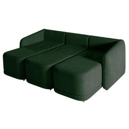 Sofá Cama Modulado Retrátil e Reclinável Decorativo Varsóvia 306cm Veludo Verde G33 - Gran Belo - 3