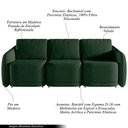 Ver imagem 4 de Sofá Cama Modulado Retrátil e Reclinável Decorativo Varsóvia 306cm Veludo Verde G33 - Gran Belo