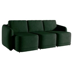 Sofá Cama Modulado Retrátil e Reclinável Decorativo Varsóvia 306cm Veludo Verde G33 - Gran Belo - 8