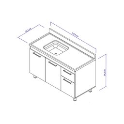 Armário para cozinha Kaus 114 Sem Pia 113,5cm Cerocha - 3