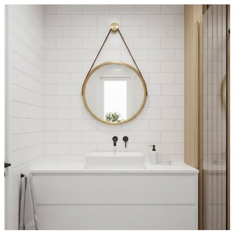 Espelho Redondo Decorativo Suspenso com Alça 50cm - Cores - Dourado Alça Caramelo