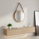 Ver imagem 5 de Espelho Redondo Decorativo Suspenso com Alça 50cm - Cores - Dourado Alça Caramelo