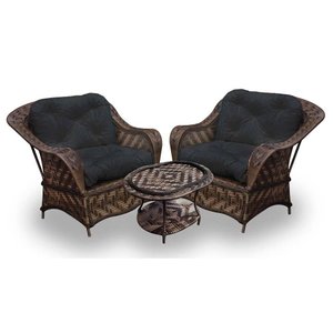 Conjunto de Poltronas Fibra Sintética Nairóbi - 2 Poltronas + 1 Mesa Centro - Tecido Duna Preto