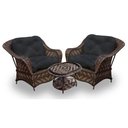 Ver imagem 1 de Conjunto de Poltronas Fibra Sintética Nairóbi - 2 Poltronas + 1 Mesa Centro - Tecido Duna Preto