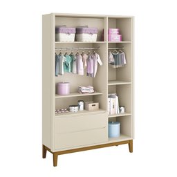 Dormitório Infantil Classic 3 Portas, Cômoda 6 Gavetas, Berço Areia Fosco com Pés Amadeirado e - 2