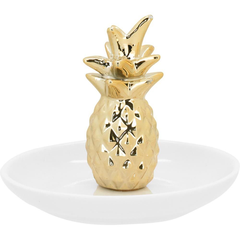 Enfeite de Abacaxi de Cerâmica Dourado Decorativo Para Sala - 3