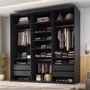 Ver imagem 2 de Closet Casal Guarda Roupa sem Porta 208cm 4 Gavetas Mdf Tunísia R02 Preto - Lyam Decor