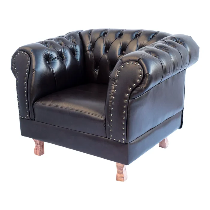 1 Poltrona Chesterfield Capitone Duque Assento Individual Courano Café / Barbearia - Escritório - Sa