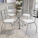 Ver imagem 2 de Kit Conjunto Mesa Redonda 4 Cadeiras Jantar Cozinha Branco - Kappesberg